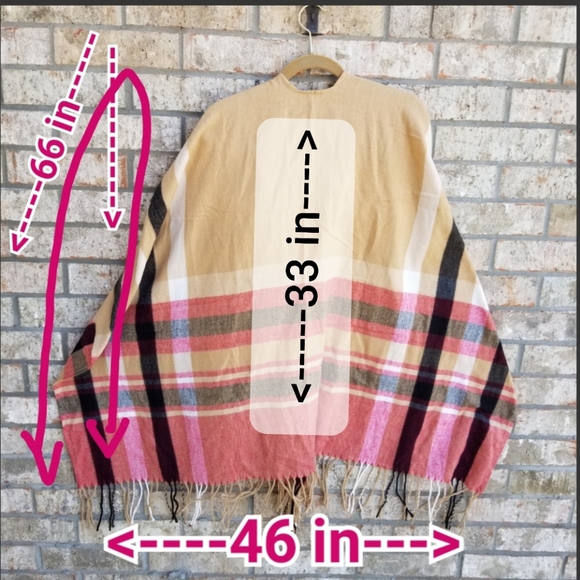 Plaid Shawl Wraps Sweater Poncho Open Front Blanket for Fall Winter OSFM - Picture 7 of 7